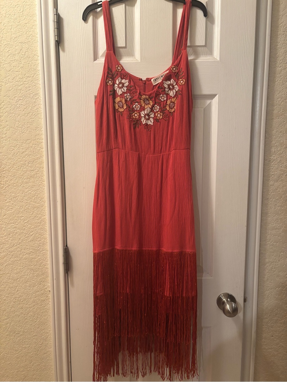 Idyllwind Embroidered Fringe Slip Dress